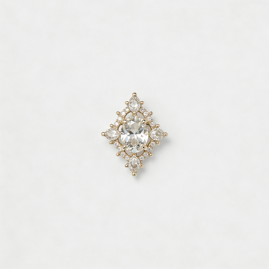 Diamond-Shaped Crystal Cluster Brooch