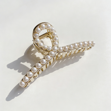 Luxurious Double Row Pearl Hair Claw