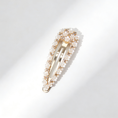 Dainty Floral Pearl Hair Clip with Crystals