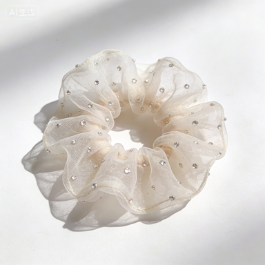 Champagne Sparkle Tulle Scrunchie