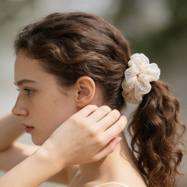 Champagne Sparkle Tulle Scrunchie