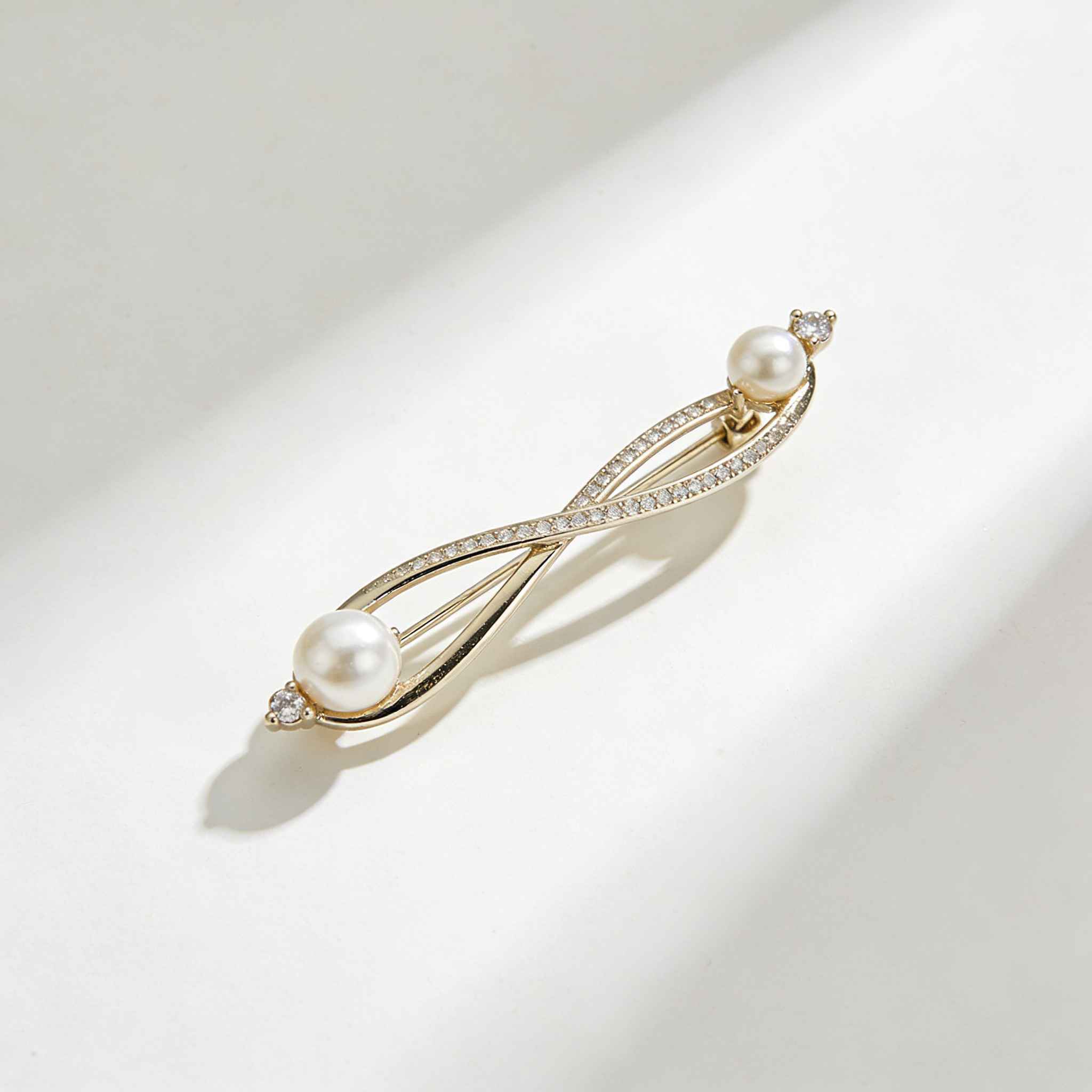 Infinity Pearl & Crystal Brooch